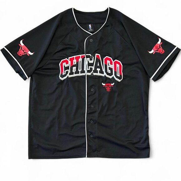 Other - Chicago Bulls Basketball Button Up Jersey Baseball Style Shirt Men's Size XL NBA